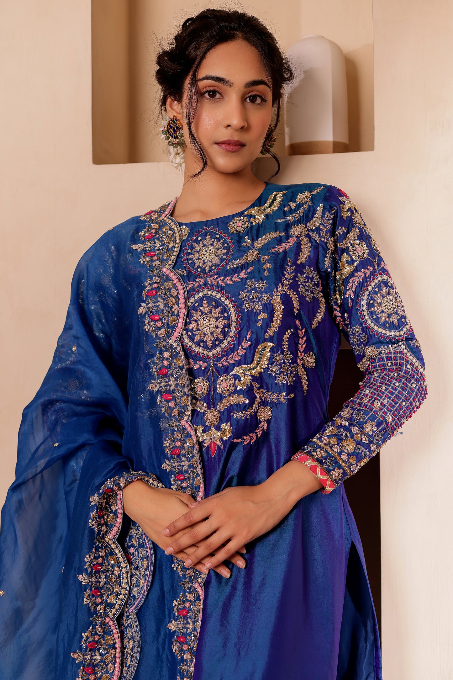 AZURE BLUE SILK SUIT SET