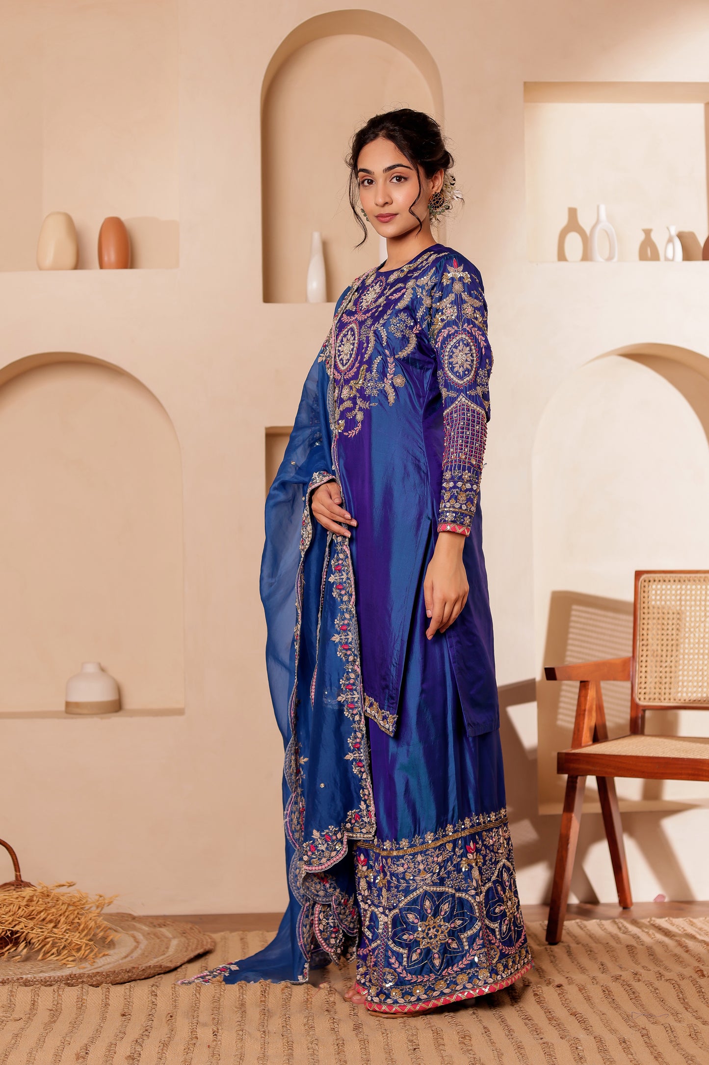 AZURE BLUE SILK SUIT SET