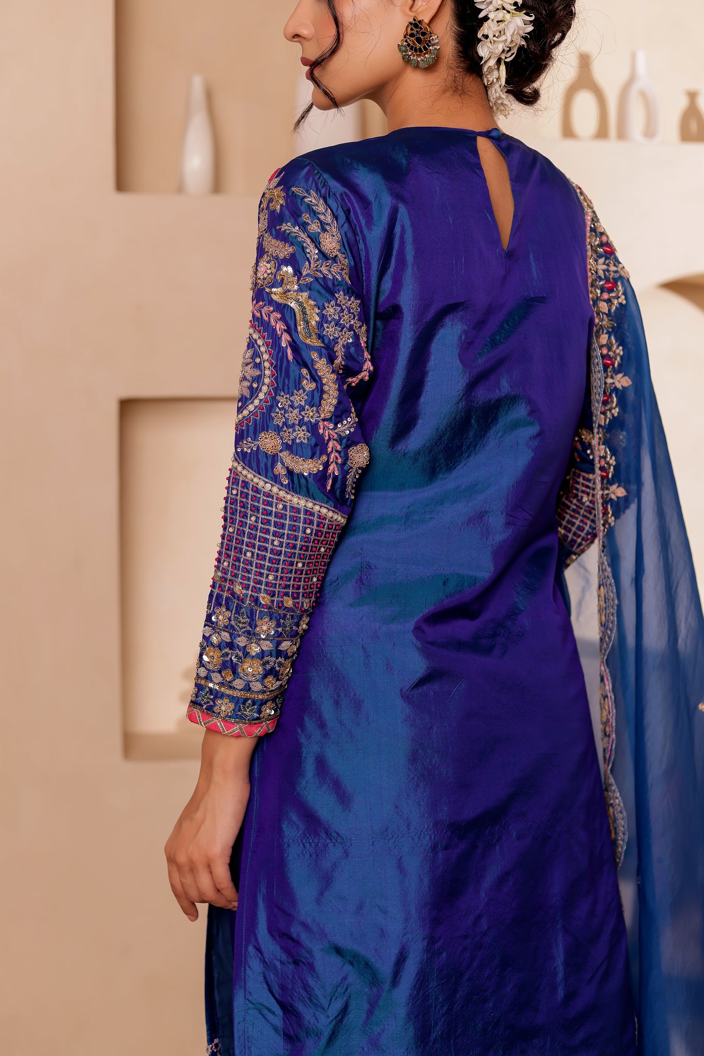 AZURE BLUE SILK SUIT SET