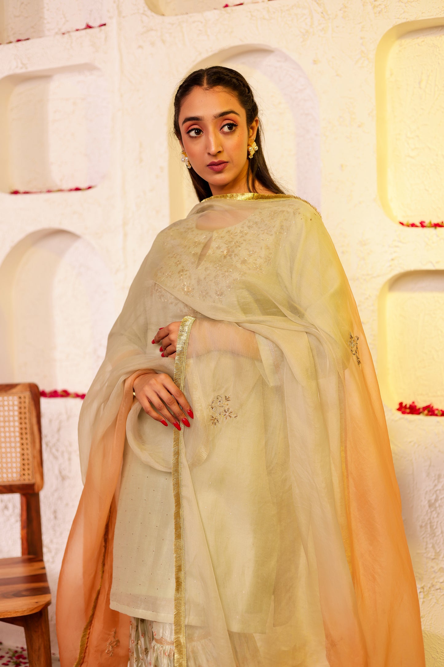 Pista Green Handembroidered Gharara Set