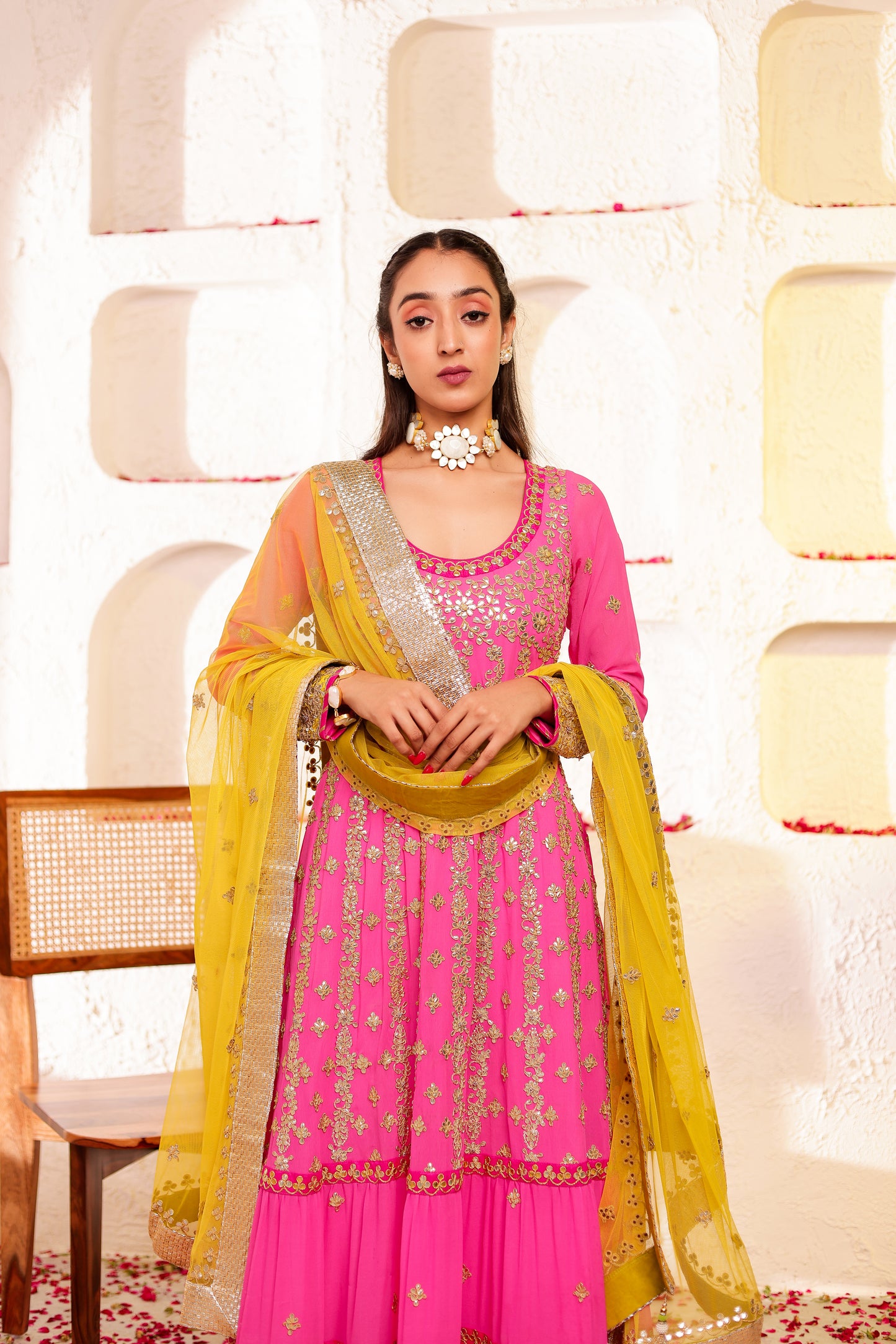 Fuchsia Handembroidered Anarkali Set
