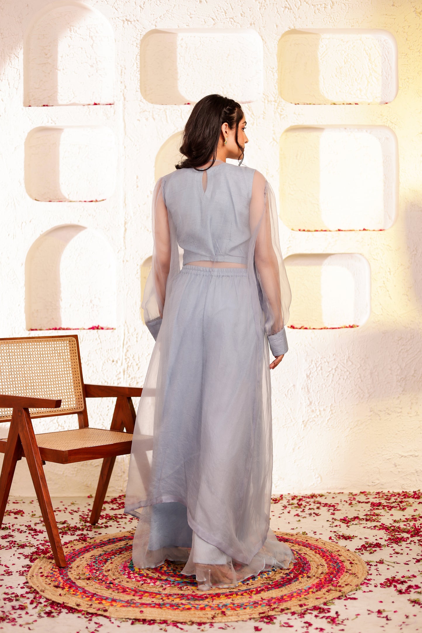 Powder Blue Handembroidered Sharara Set
