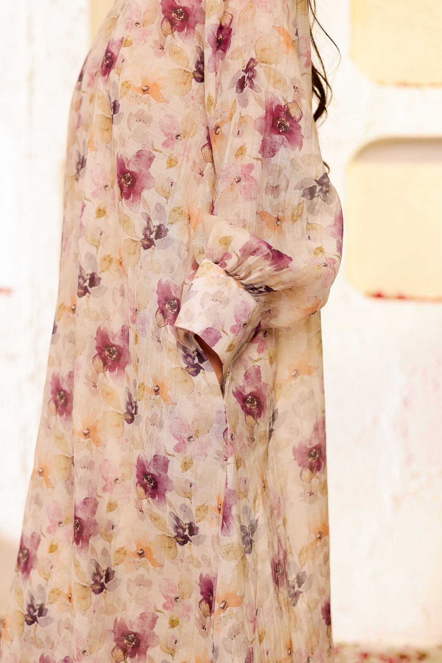 Beige Mul Chanderi Co-ord Set