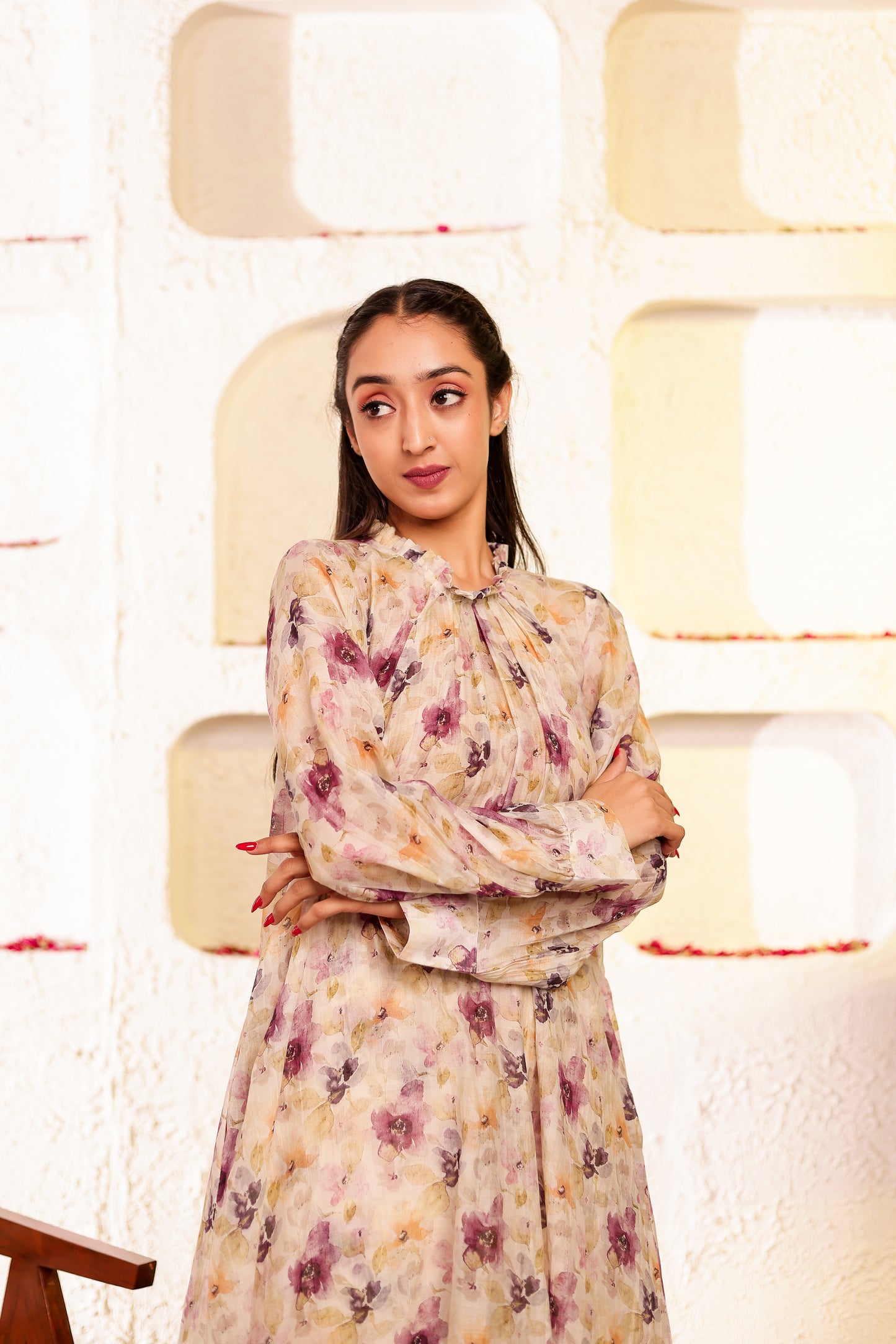 Beige Mul Chanderi Co-ord Set