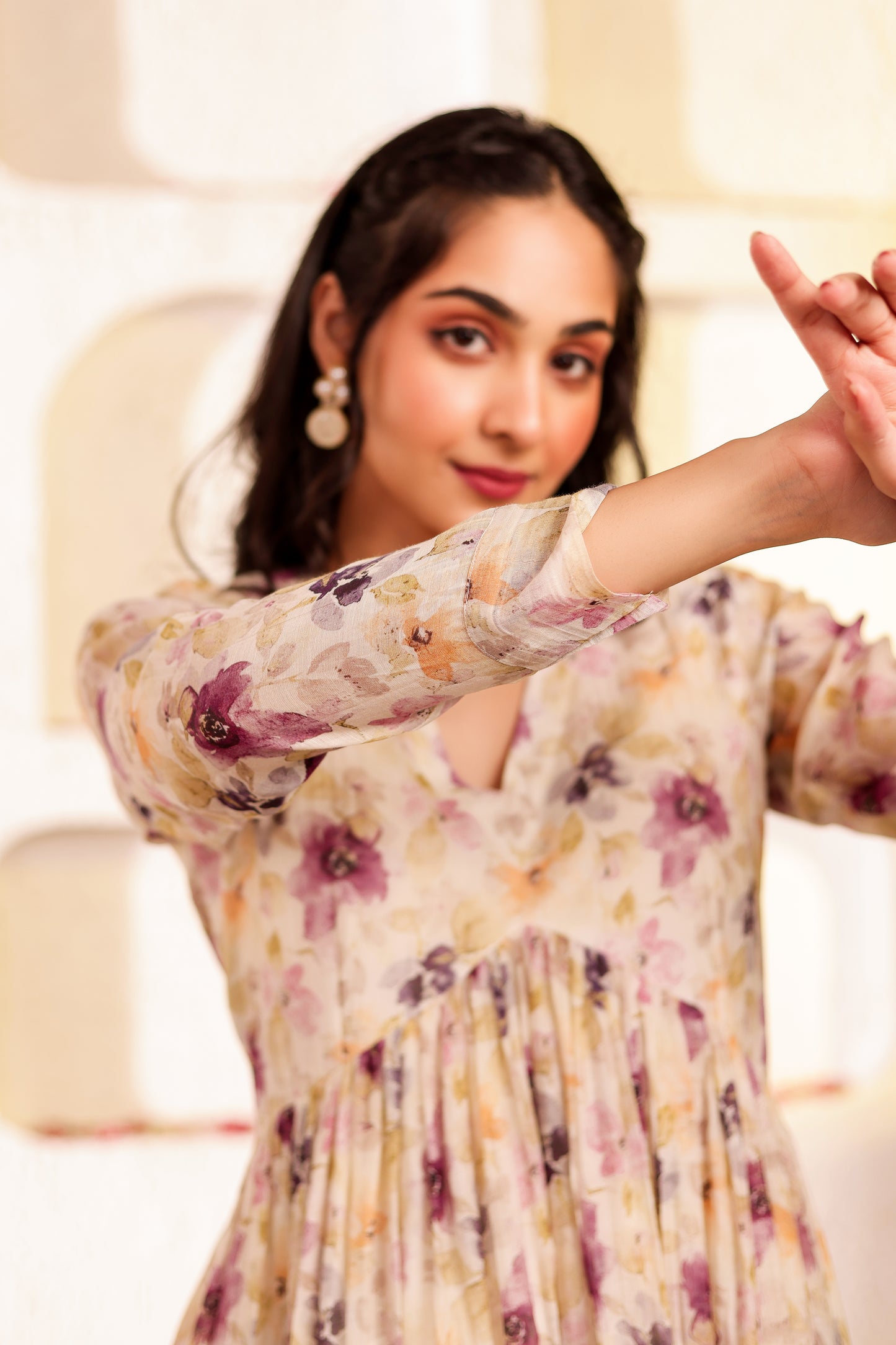 Beige Mul Chanderi Printed Co-ord Set
