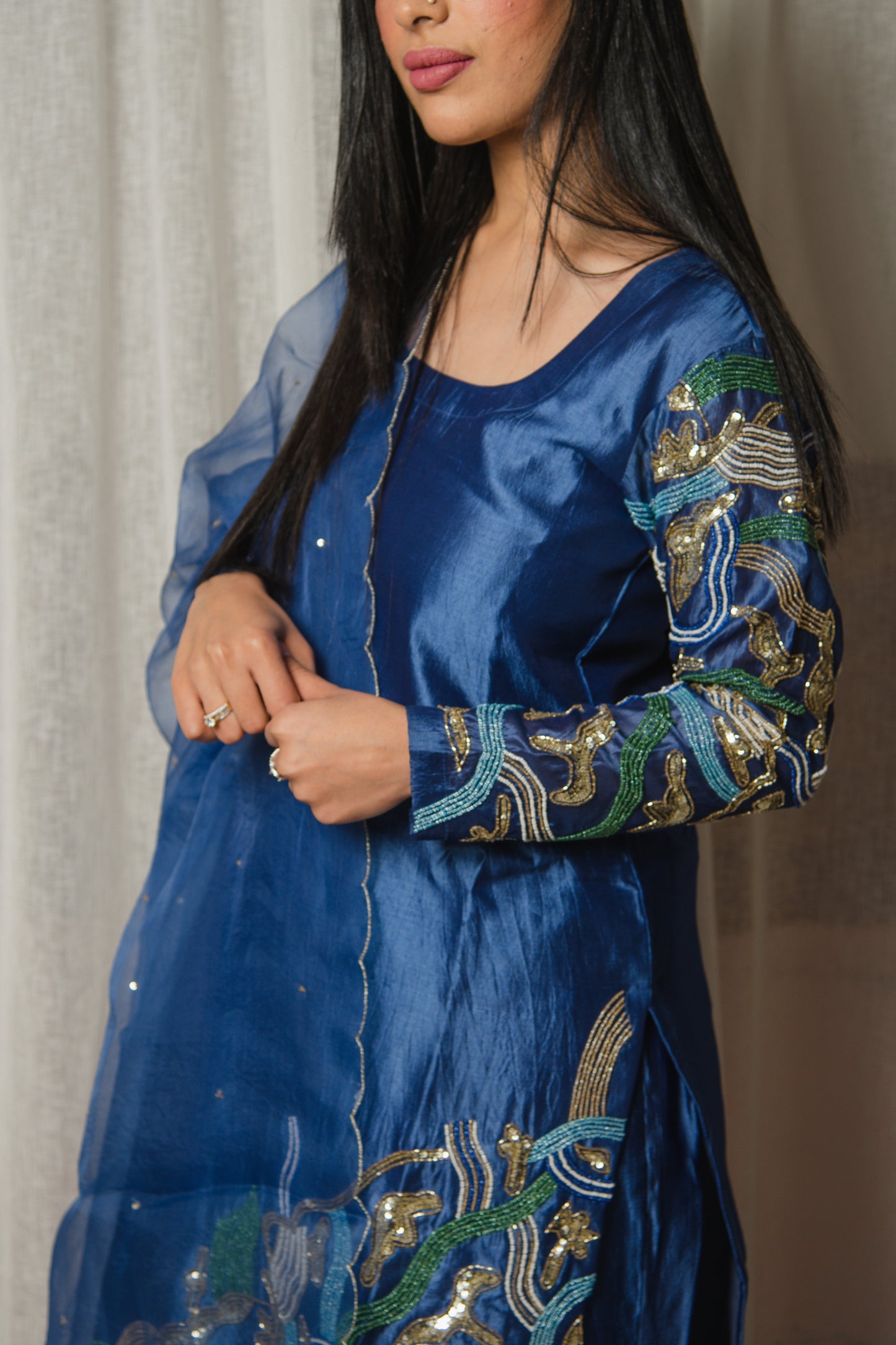 Peacock Embellished Kurta Set