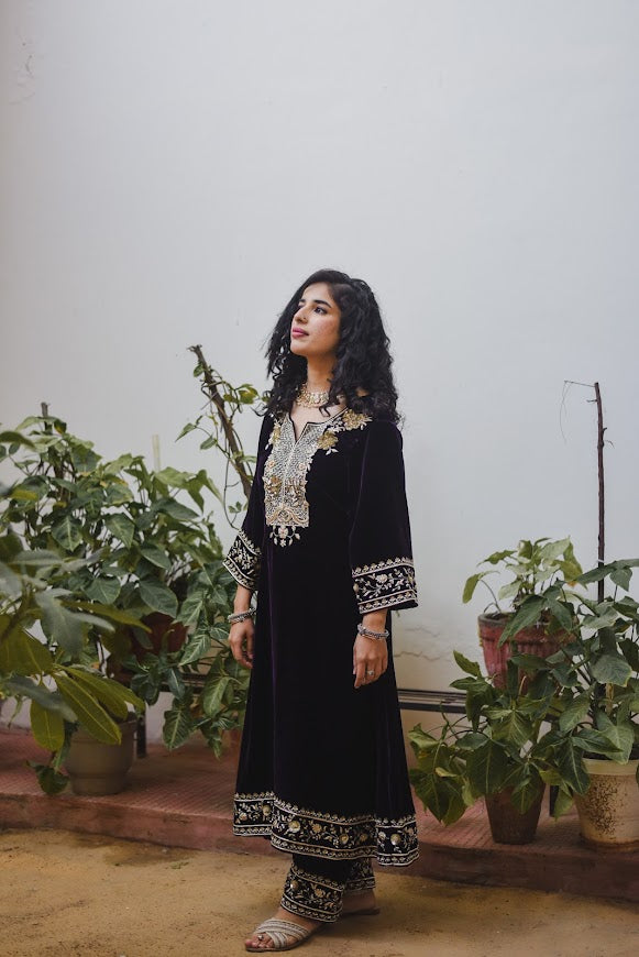 Apsara Dark Velvet Wine Suit