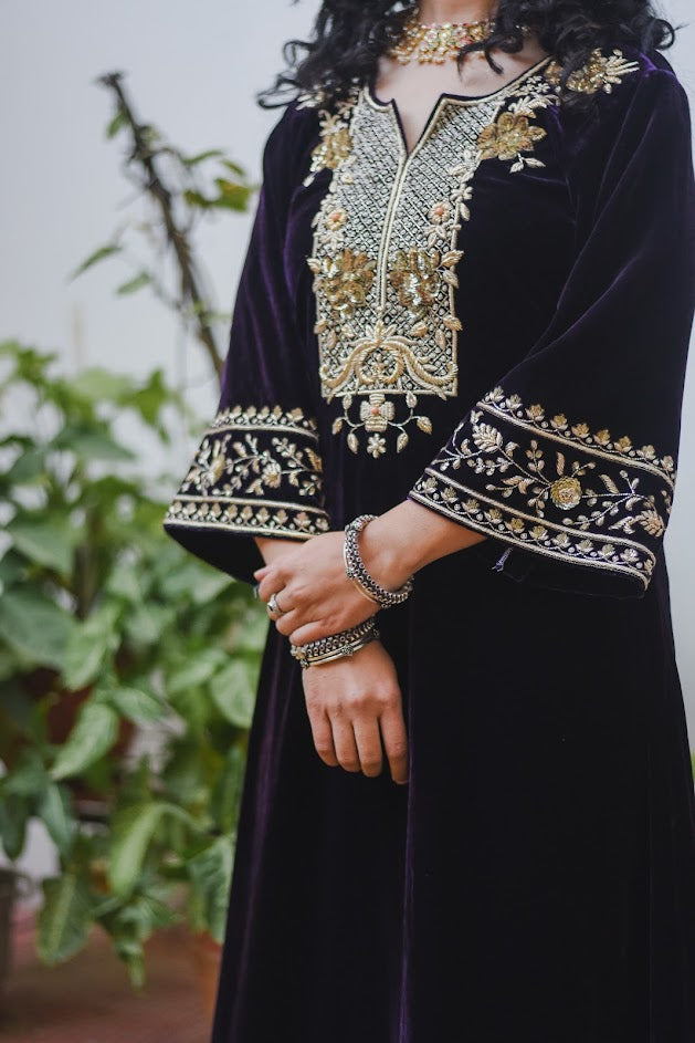 Apsara Dark Velvet Wine Suit