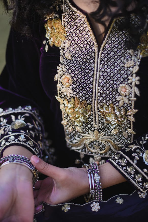 Apsara Dark Velvet Wine Suit