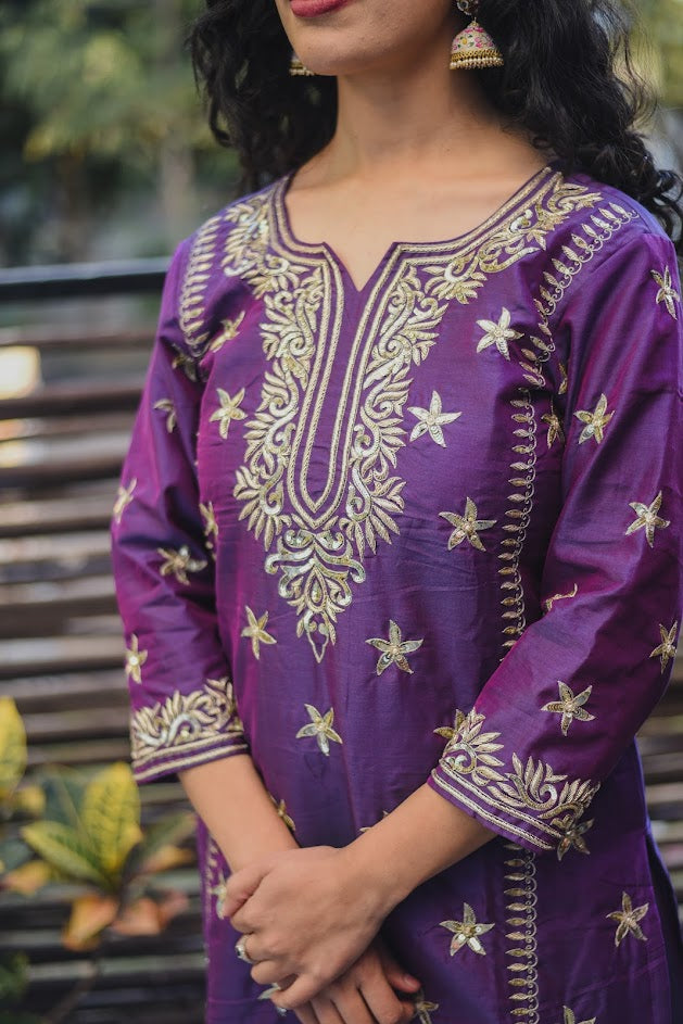 Purple Chanderi Star Suit