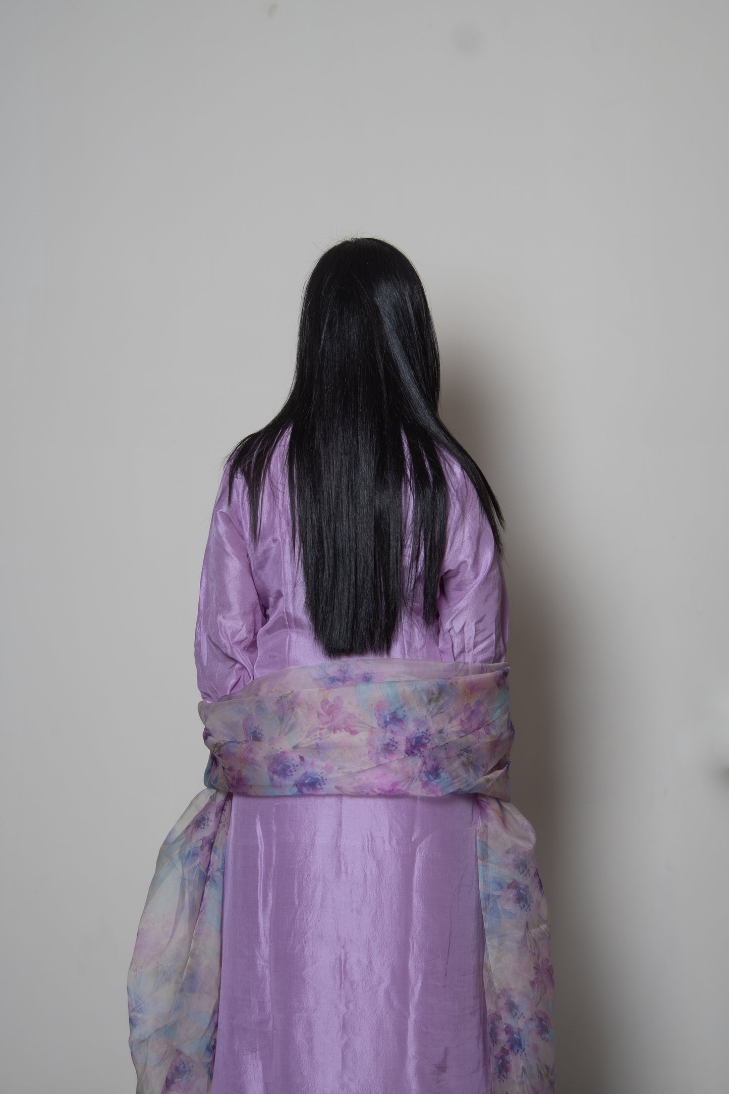 Lilac Silk Suit Floral Dupatta