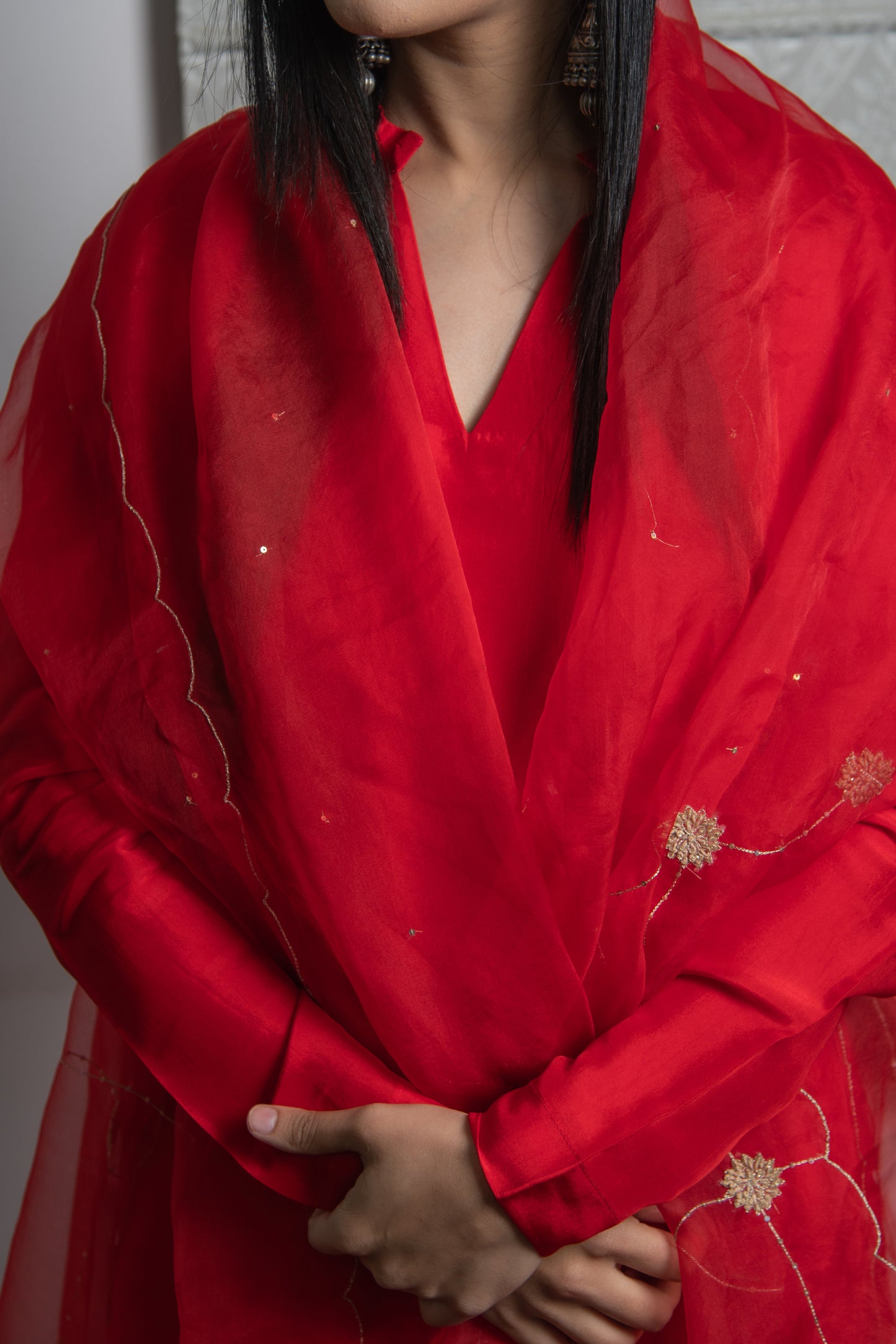 Victoria Red Silk Suit
