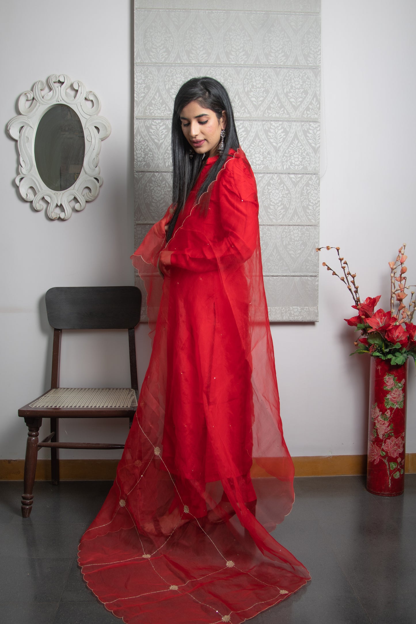 Victoria Red Silk Suit
