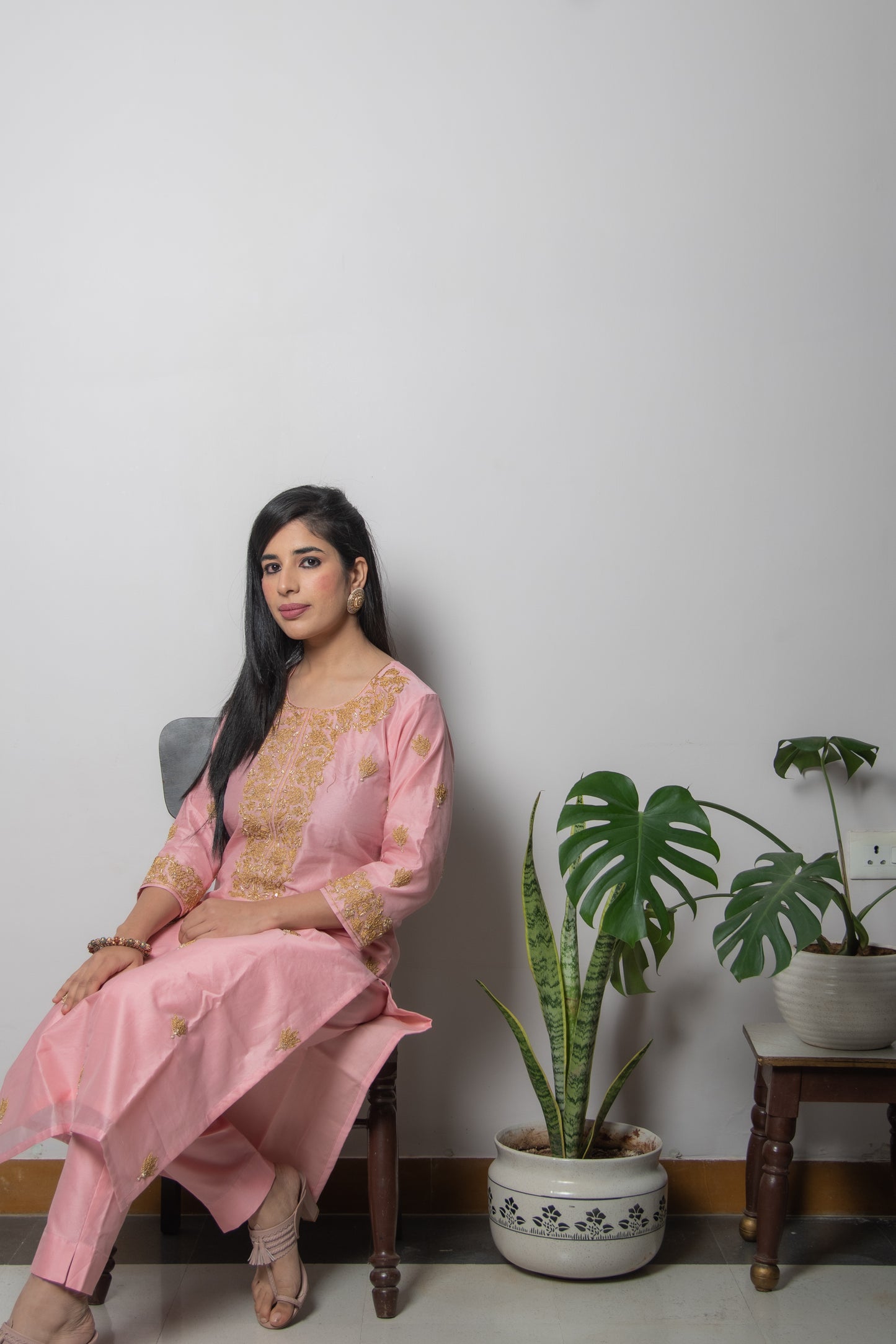 Blush Pink Chanderi Silk Suit