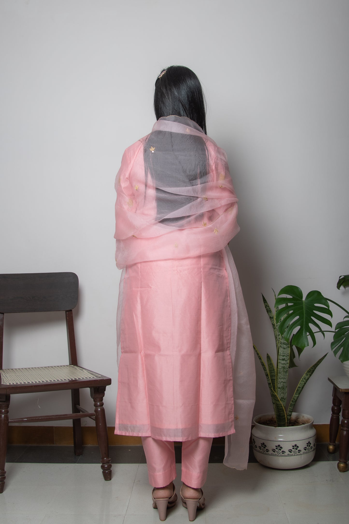 Blush Pink Chanderi Silk Suit