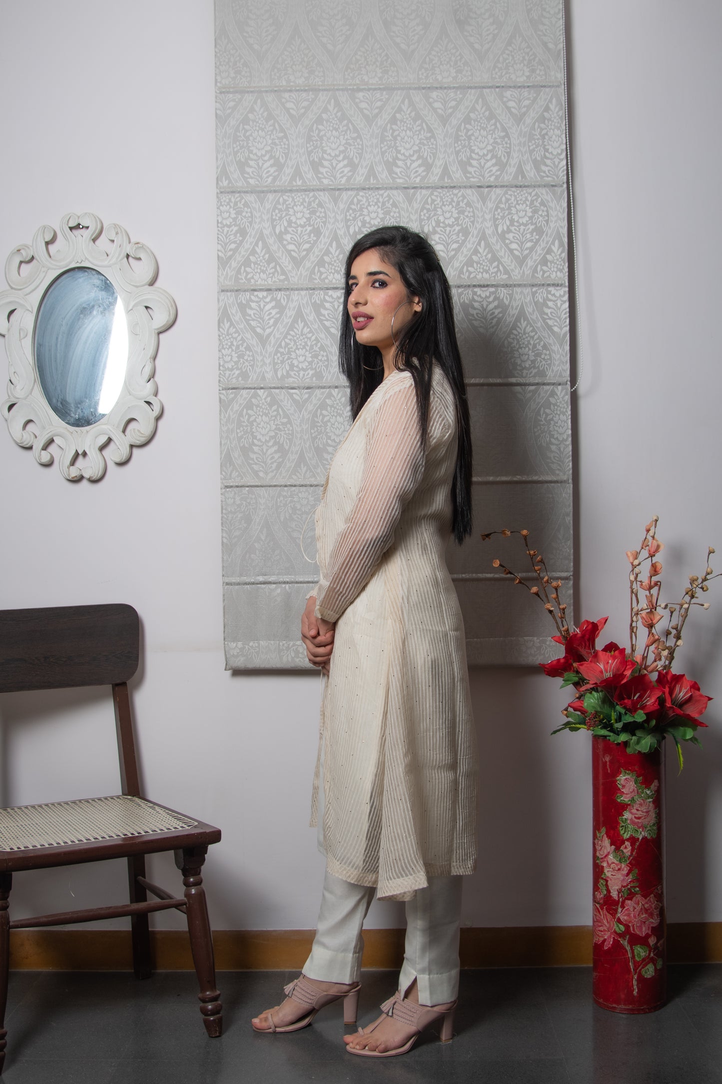 Barley White Chanderi Suit