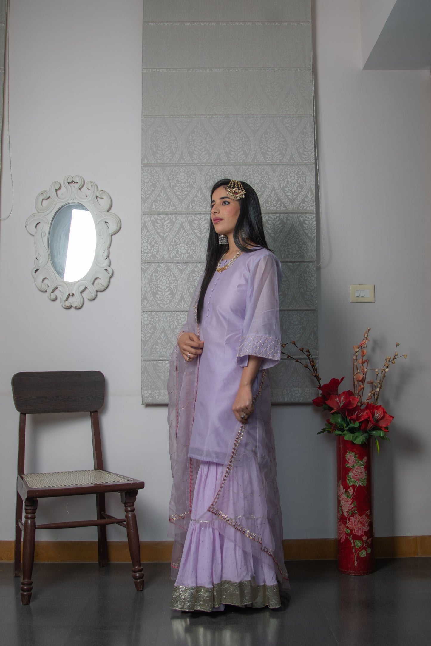 Lavender Chanderi Sharara Kurta
