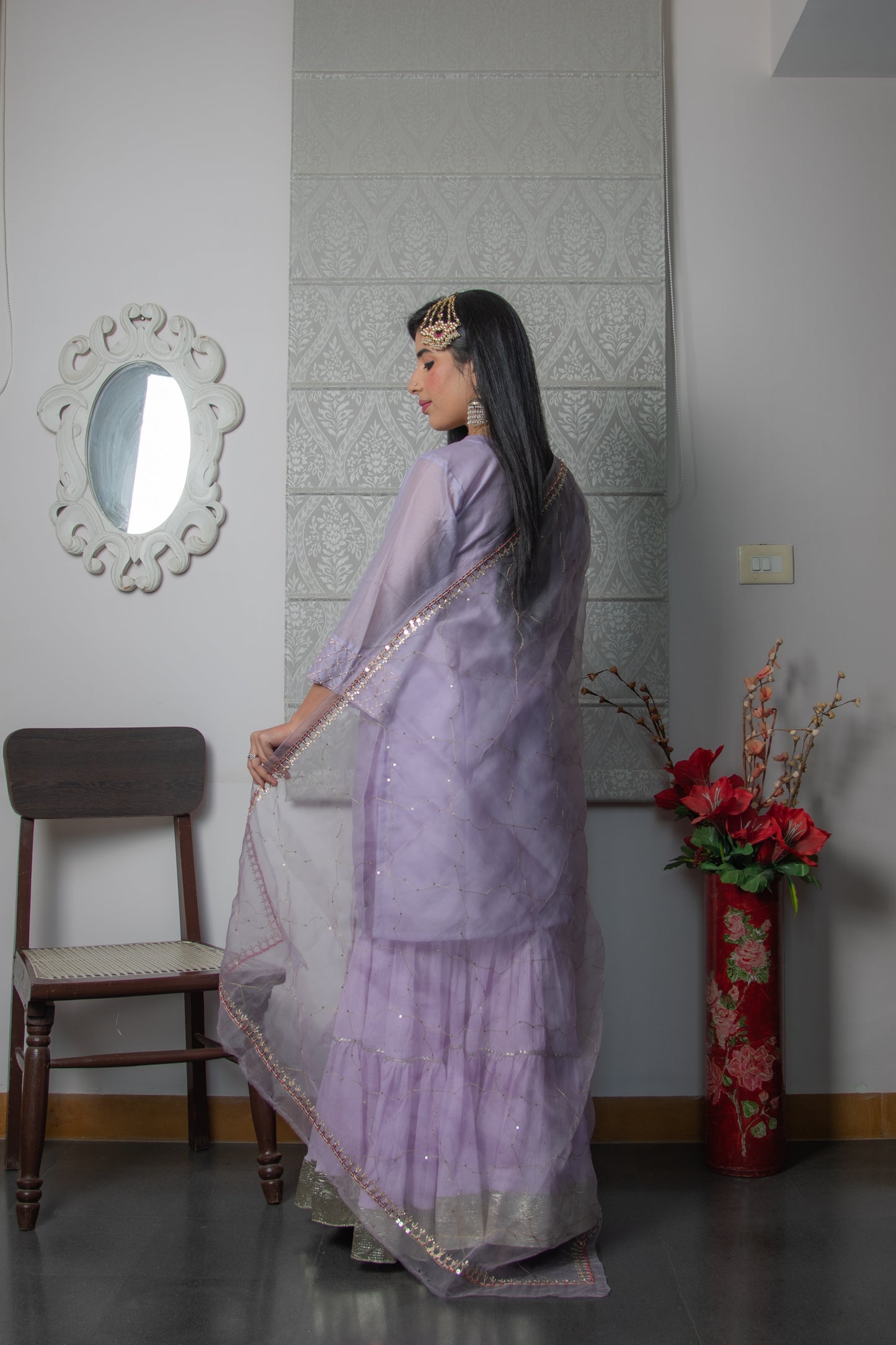 Lavender Chanderi Sharara Kurta