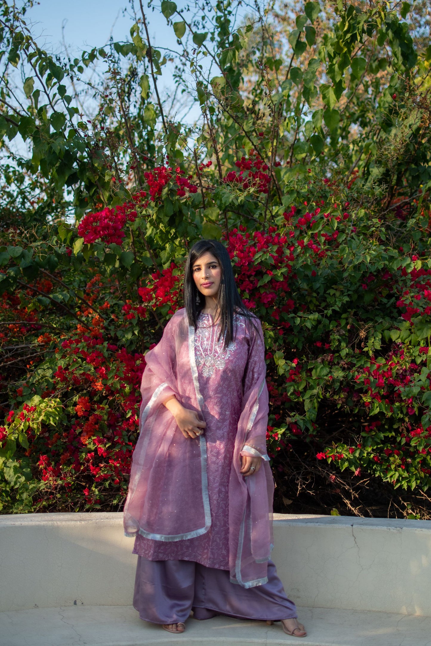 Dusty Mauve Chanderi Sharara Kurta
