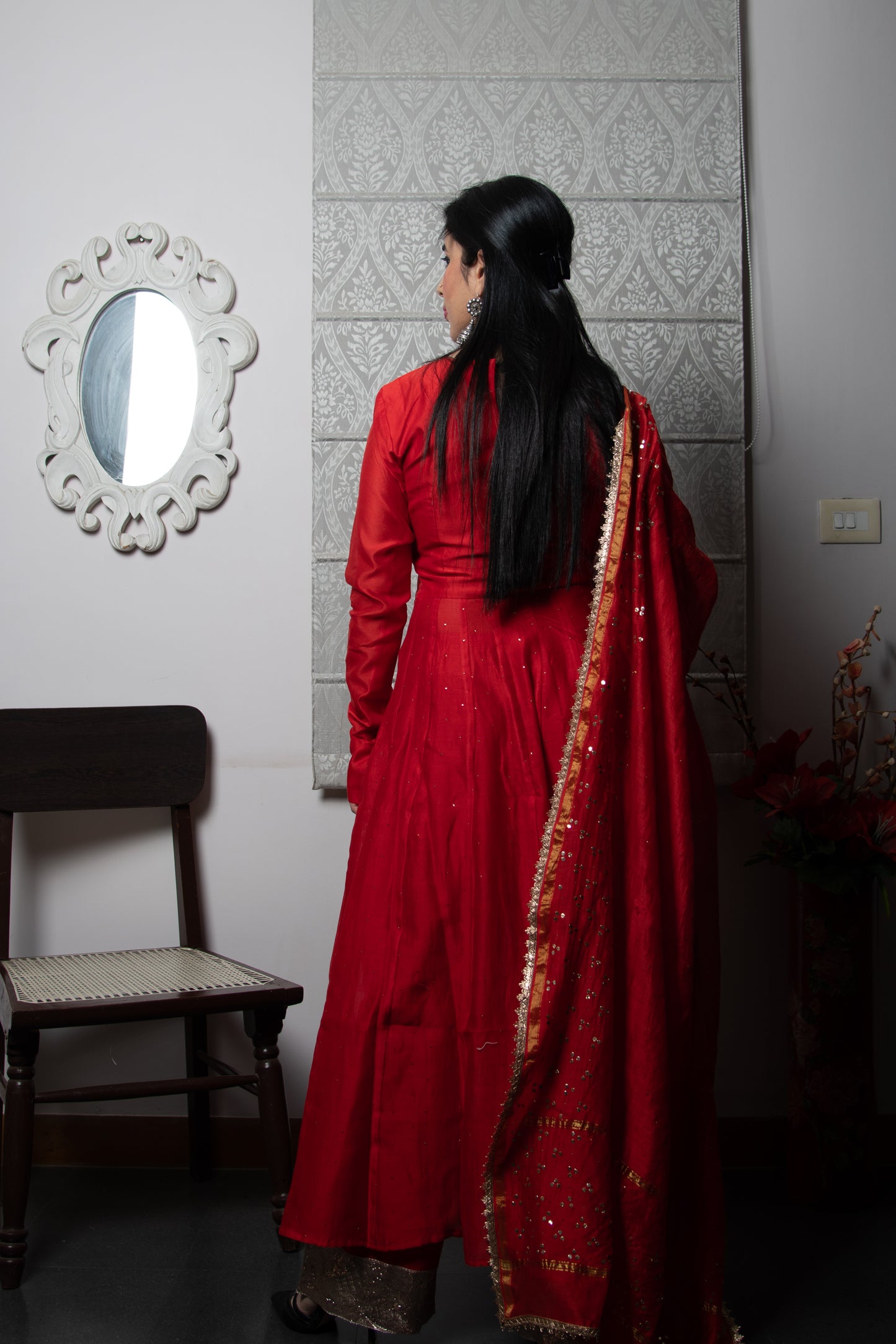 Classic Red Chanderi Anarkali