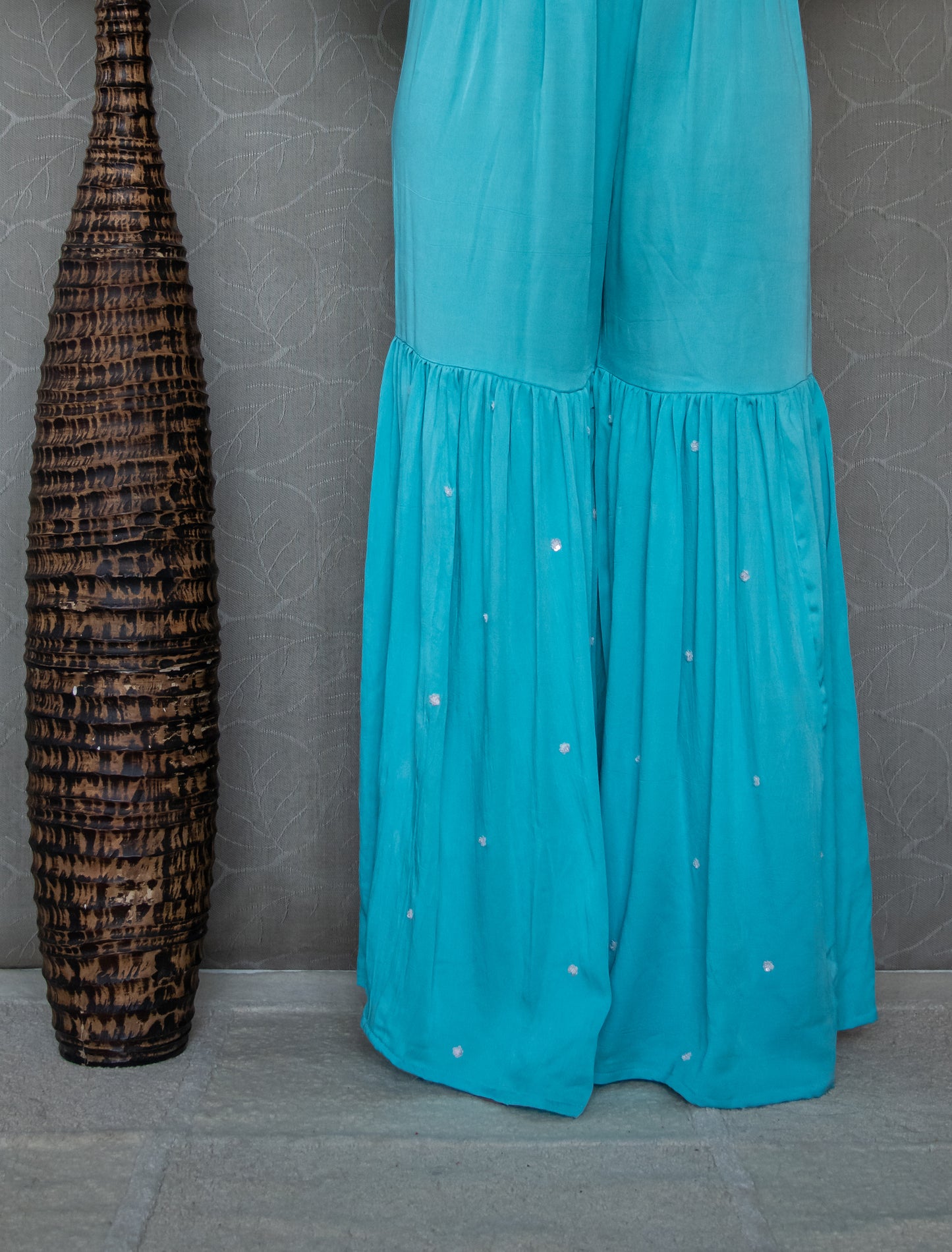 Turquoise Pure Crepe Gharara