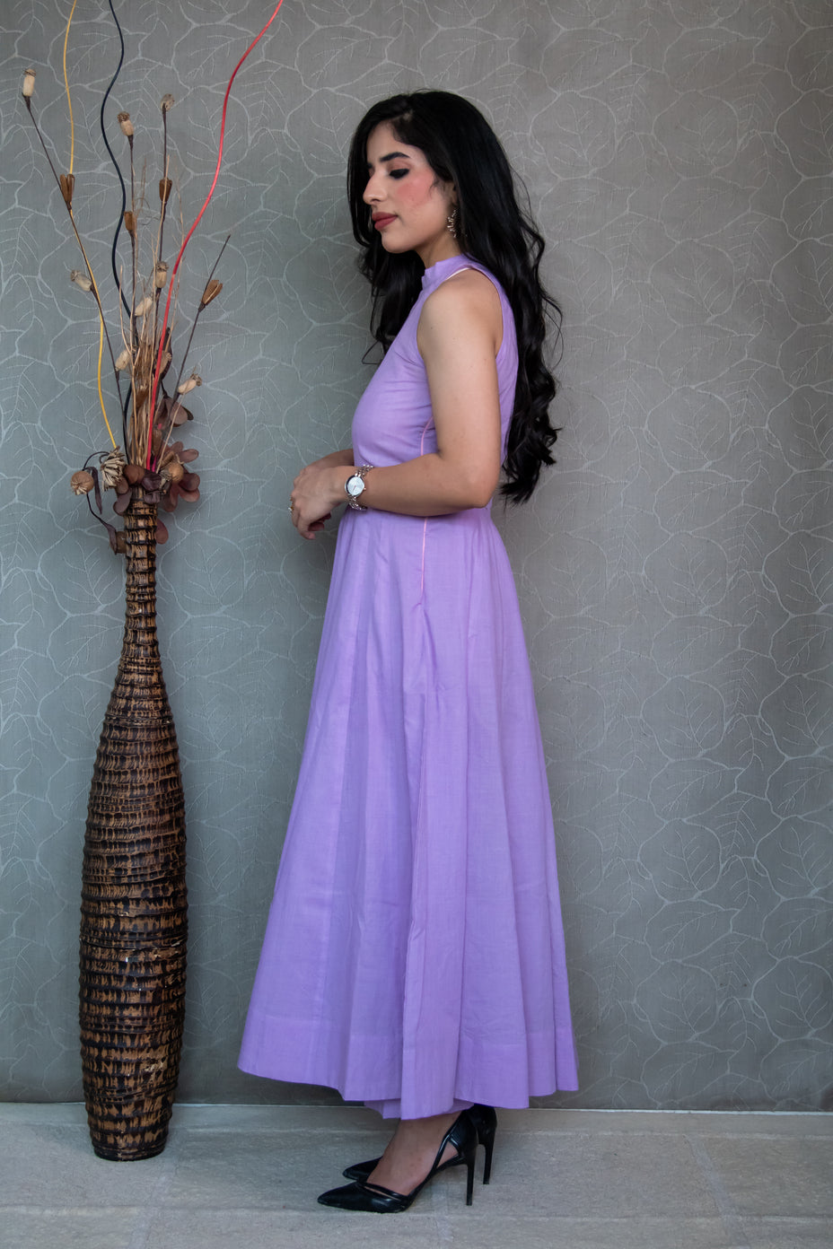 Lilac Cotton Haulter Neck Suit