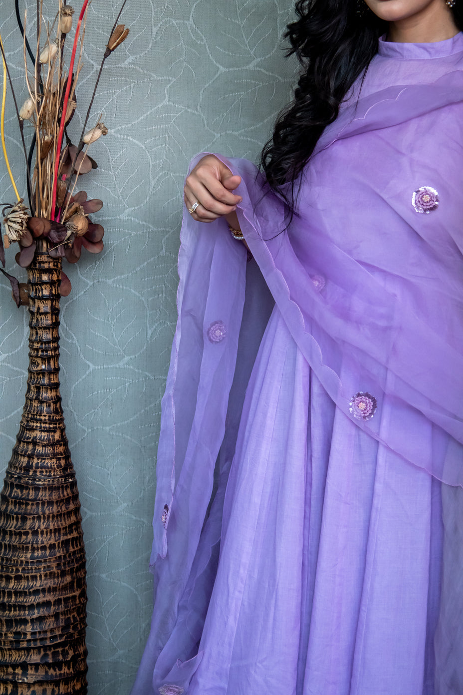 Lilac Cotton Haulter Neck Suit