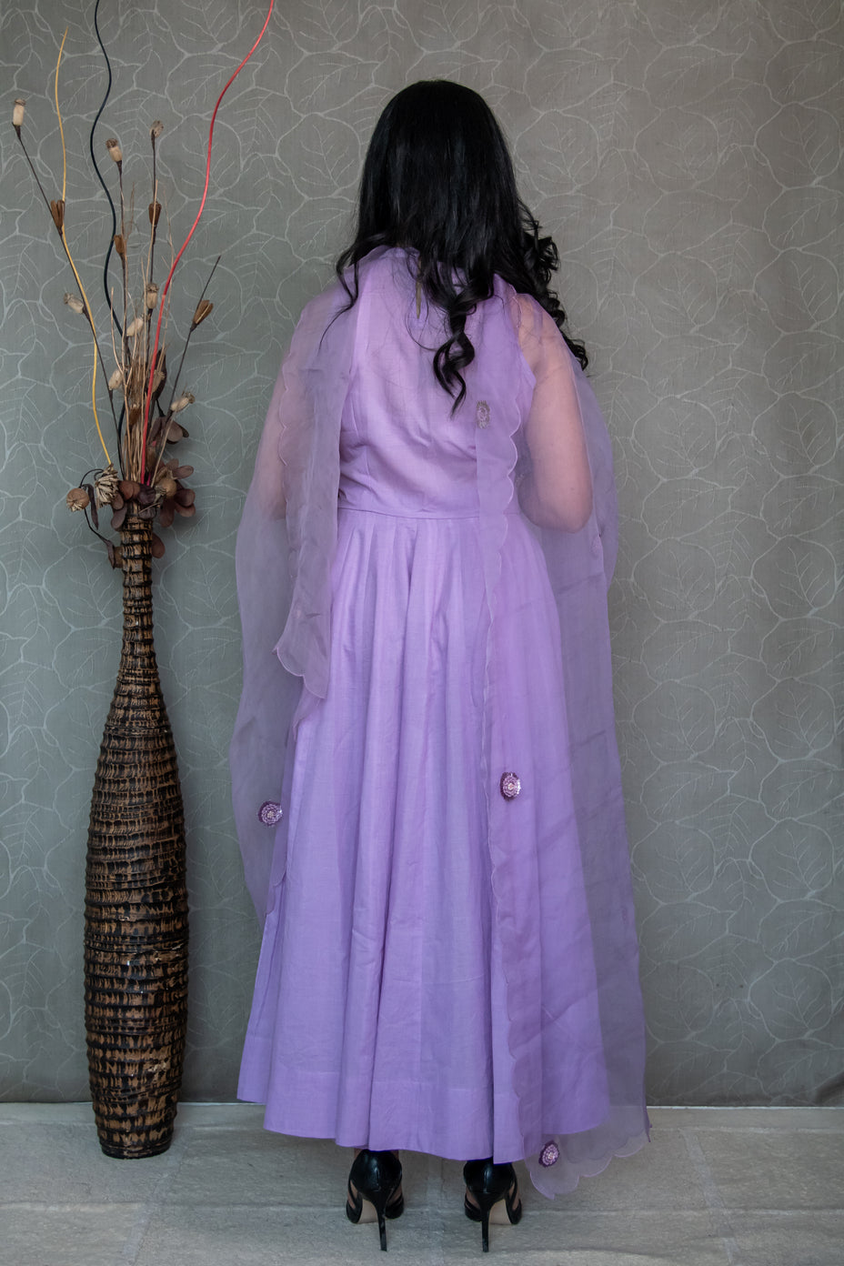 Lilac Cotton Haulter Neck Suit