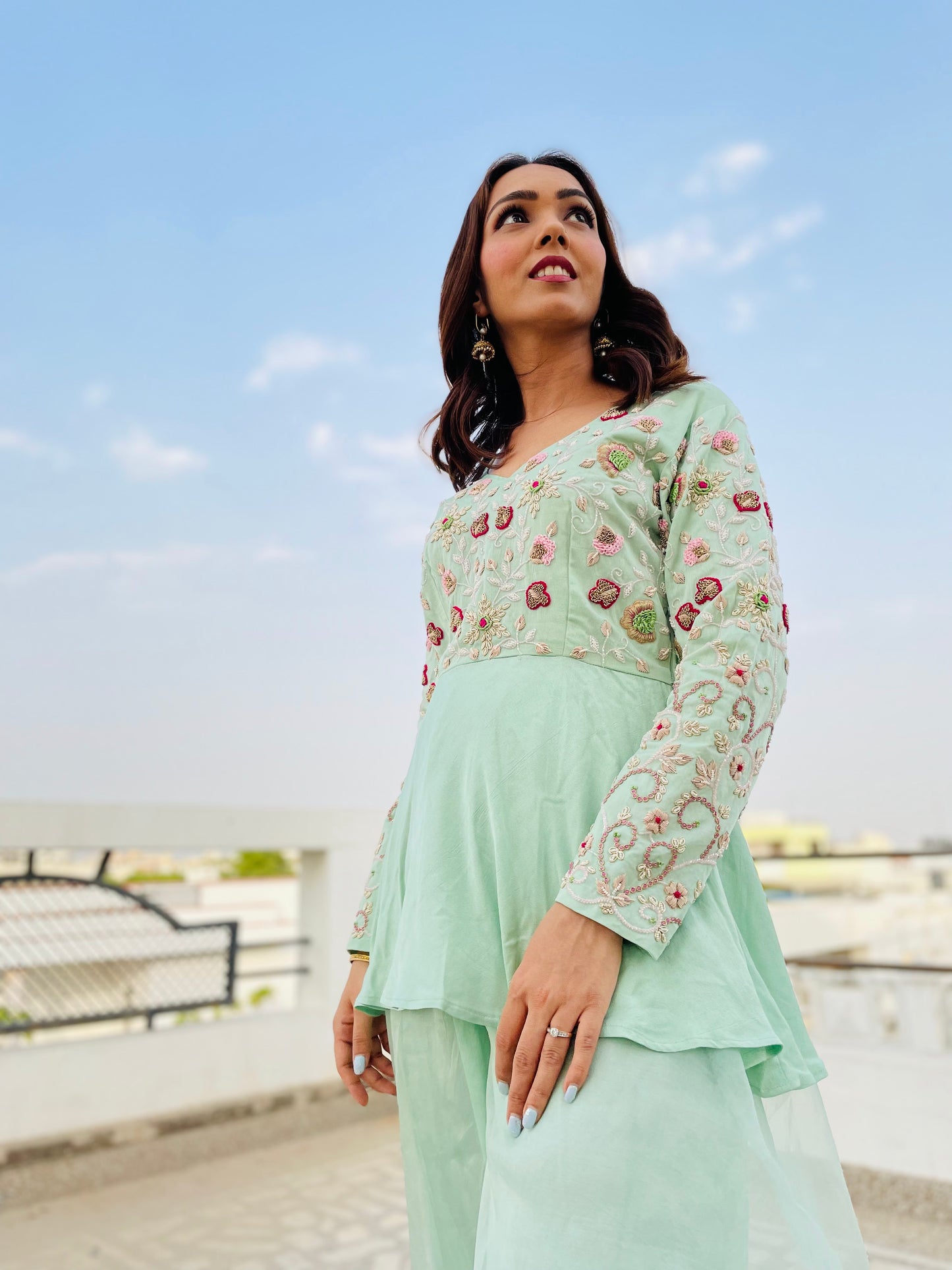 Mint Green Peplum and Sharara