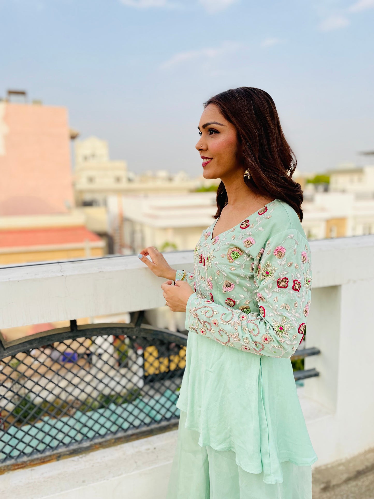 Mint Green Peplum and Sharara