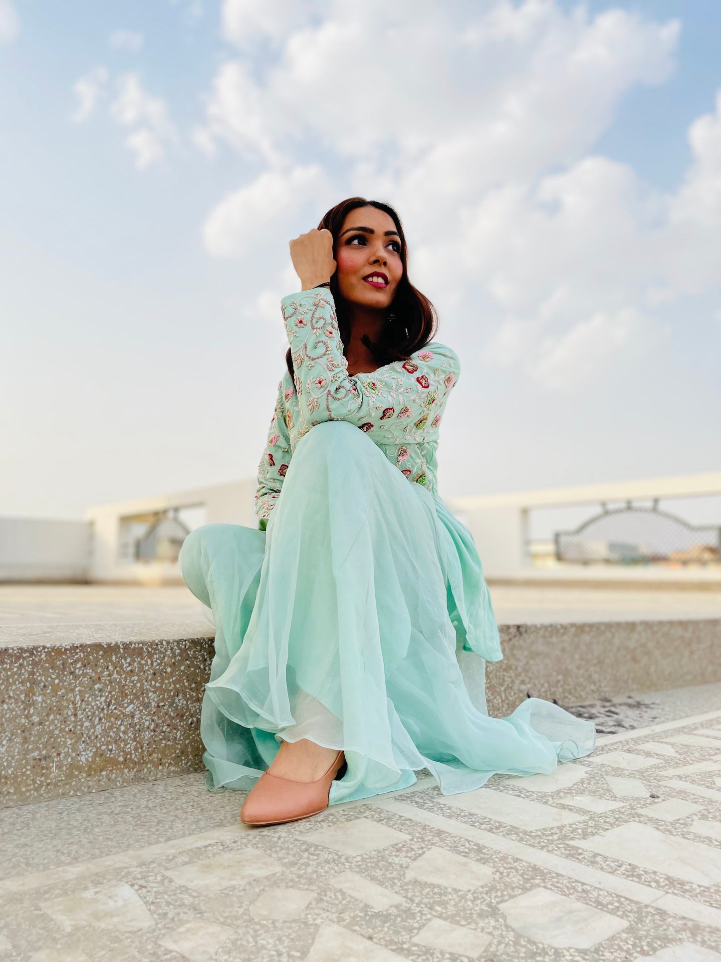 Mint Green Peplum and Sharara