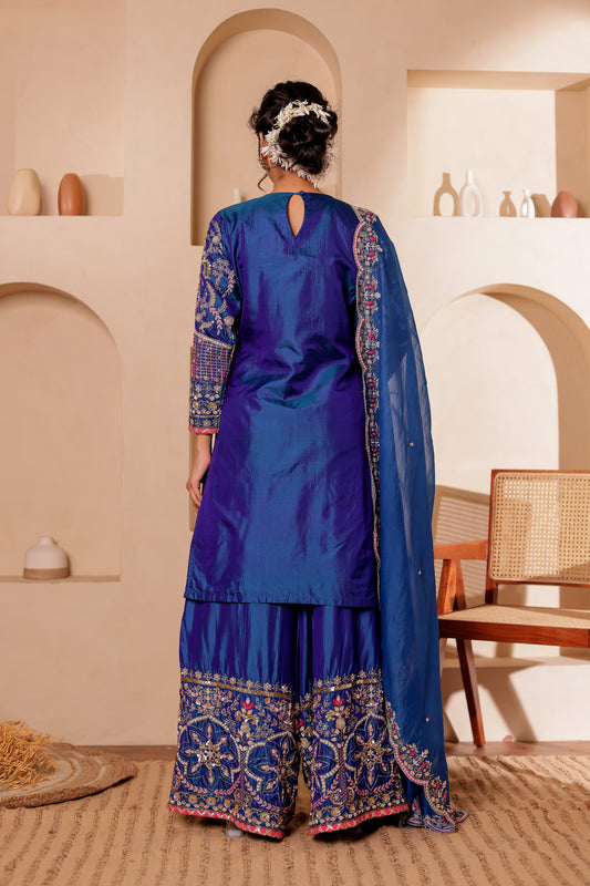 AZURE BLUE SILK SUIT SET