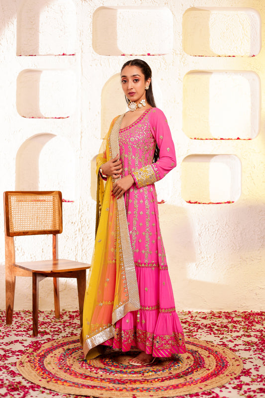 Fuchsia Handembroidered Anarkali Set