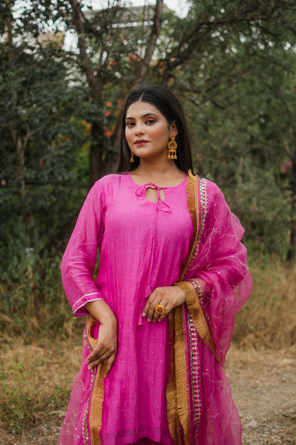 Fuchsia Handembroidered Gharara Set