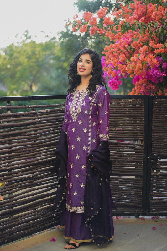 Purple Chanderi Star Suit