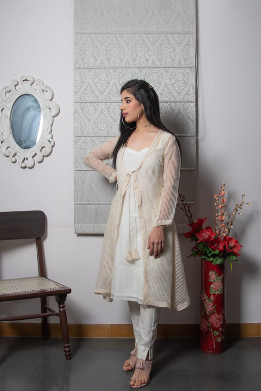 Barley White Chanderi Suit
