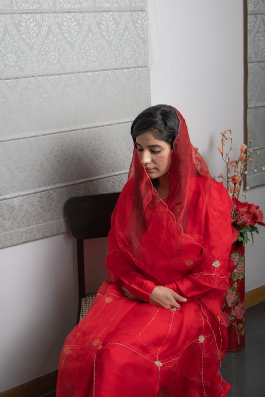 Victoria Red Silk Suit