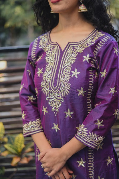 Purple Chanderi Star Suit