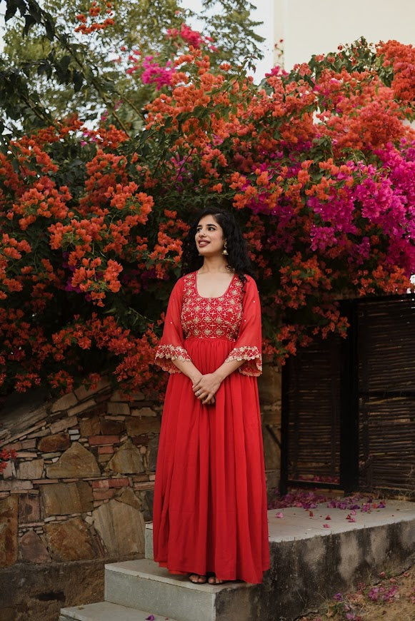 Scarlet Red Georgette Dress