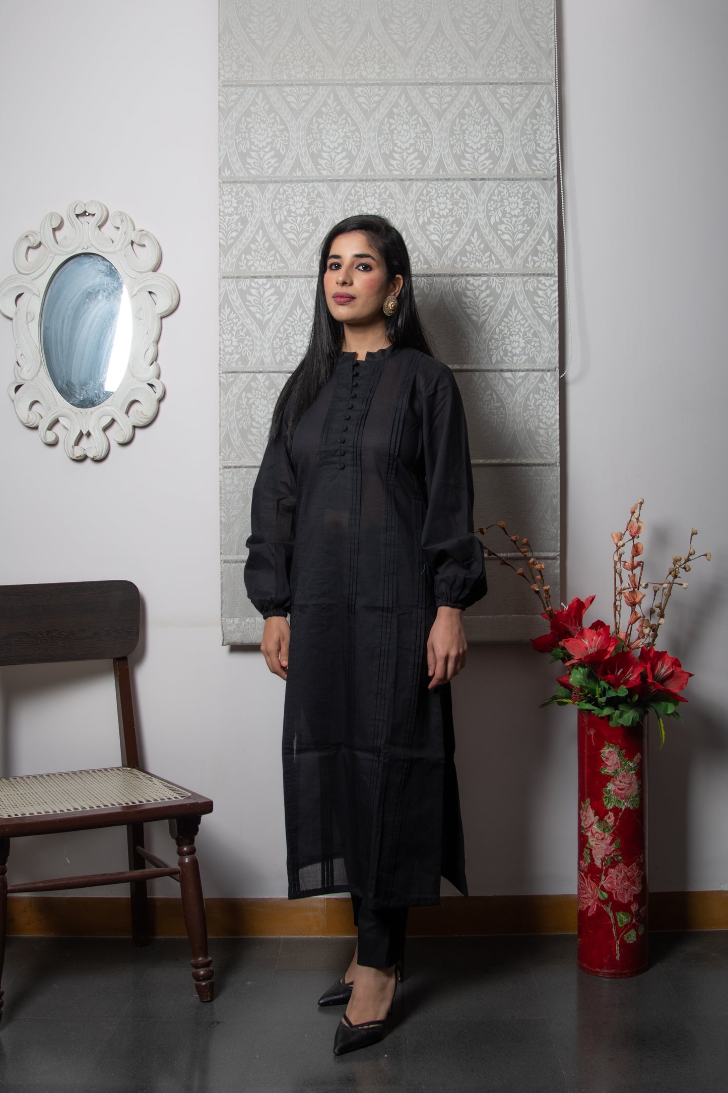 Elegant Black Cotton Suit