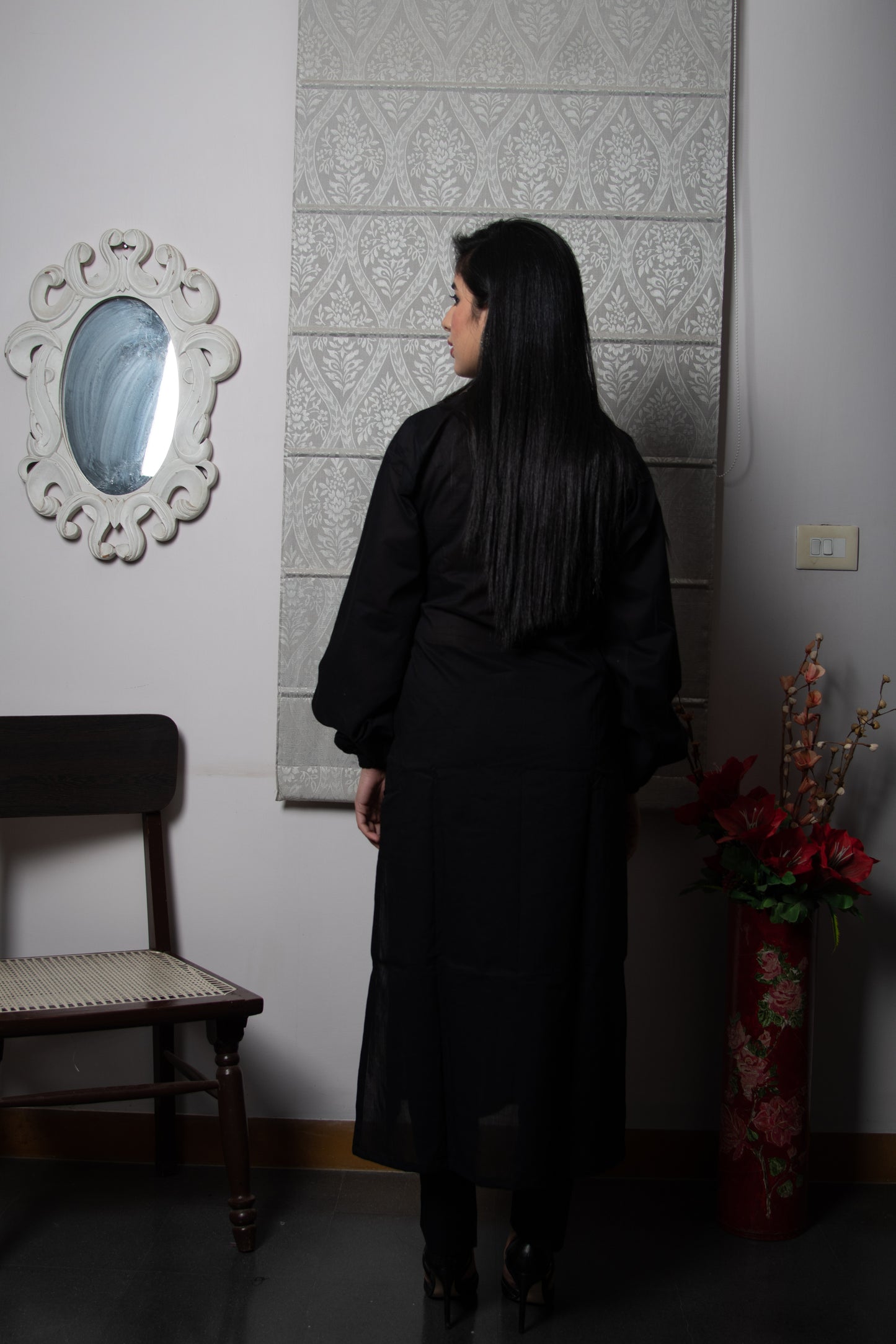 Elegant Black Cotton Suit