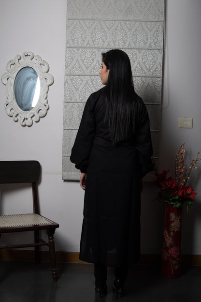 Elegant Black Cotton Suit