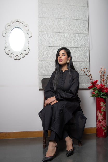 Elegant Black Cotton Suit