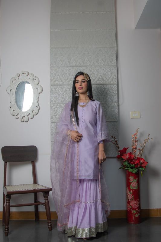 Lavender Chanderi Sharara Kurta