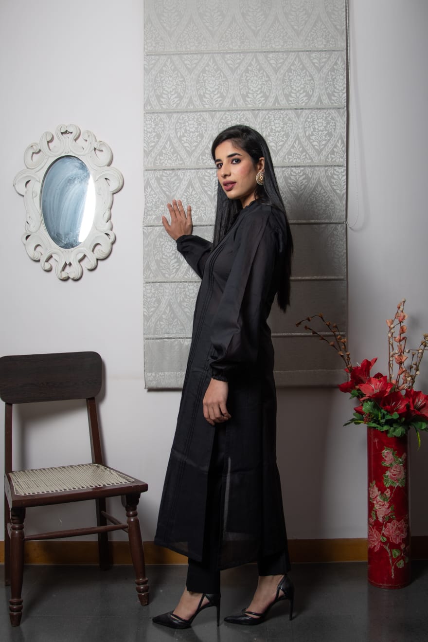 Elegant Black Cotton Suit