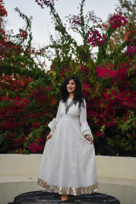 Snowwhite Chanderi Anarkali